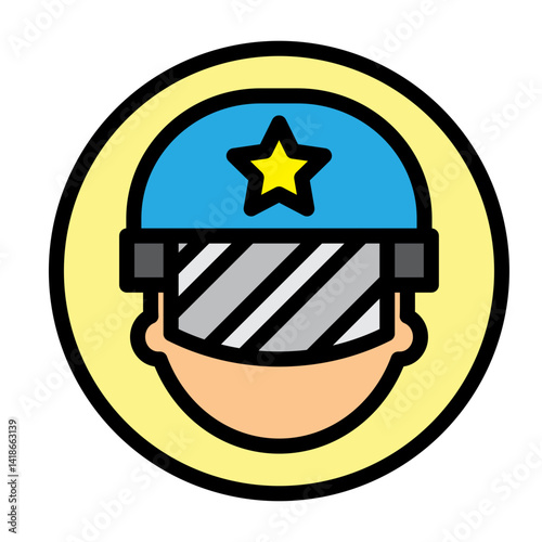 Riot Helmet Vector Filled Icon Design