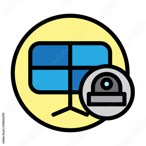 CCTV Monitoring Vector Filled Icon Design