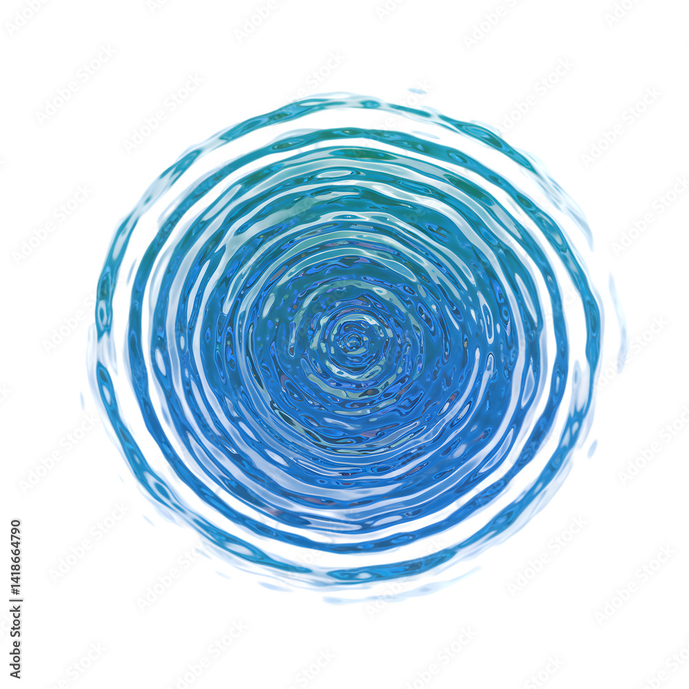 Fototapeta premium Abstract Holographic Water Ripple Effect Blue Circular Design Element