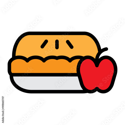 Apple Pie Vector Filled Icon Design