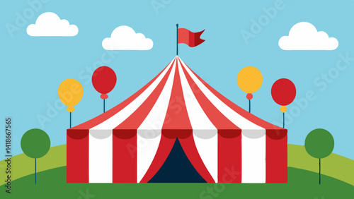 Big Top Circus Tent with Flags and Balloons Design