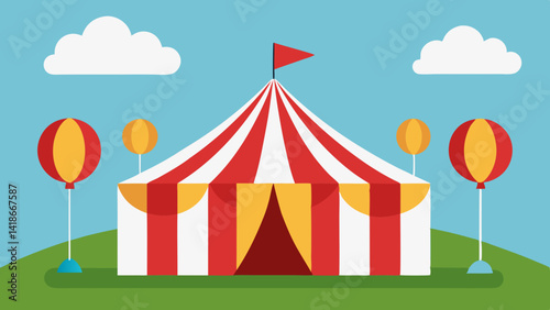Big Top Circus Tent with Flags and Balloons Drawing
