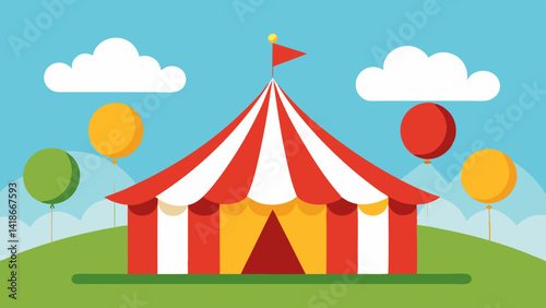 Big Top Circus Tent with Flags and Balloons Art