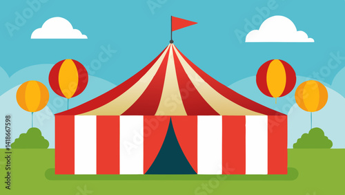Big Top Circus Tent with Flags and Balloons Image