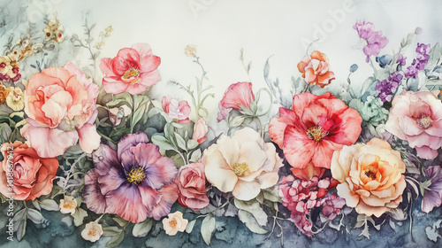 Wallpaper Mural Elegant wedding invitation card background . Minimal hand painted watercolor botanical flowers texture template background. Design for wedding, vip cover, poster, rsvp moderncard.Valentine's Day Torontodigital.ca