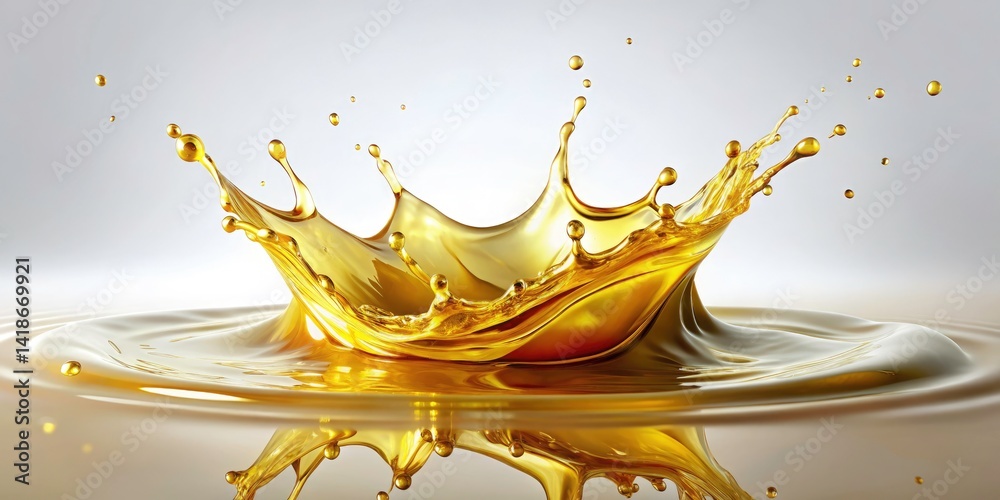 Obraz premium Aerial View Cosmetic Oil Splash White Background - Beauty Product Photography