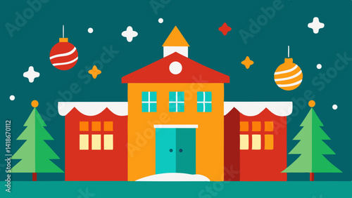 Christmas Playroom Background with Children and Holiday Gifts