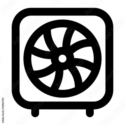 Cooler Fan, fan, airflow, air, cooler. Outline style icon for website, apps, and computer hardware theme.