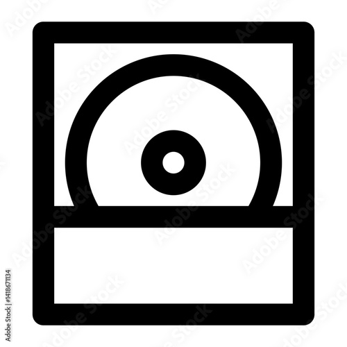 Disc Drive, disc, vcd, cdroom, cd drive. Outline style icon for website, apps, and computer hardware theme.