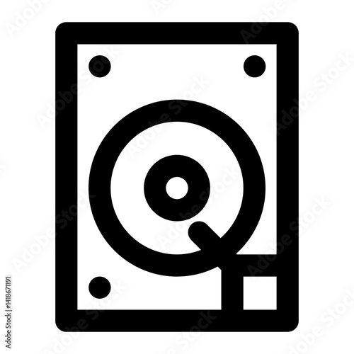 Hard Disk, storage, hdd, hardisk. Outline style icon for website, apps, and computer hardware theme.