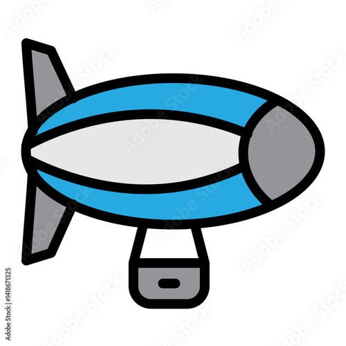 Vintage Airship Vector Filled Icon Design