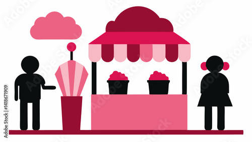 Popcorn Cotton Candy and Soda Stalls with People