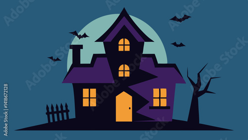 Abandoned Spooky House Halloween Background with Eerie Details