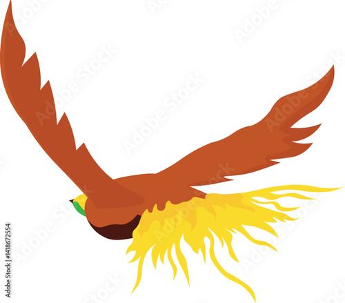 Vector Illustration of Flying Bird of Paradise. Cendrawasih bird