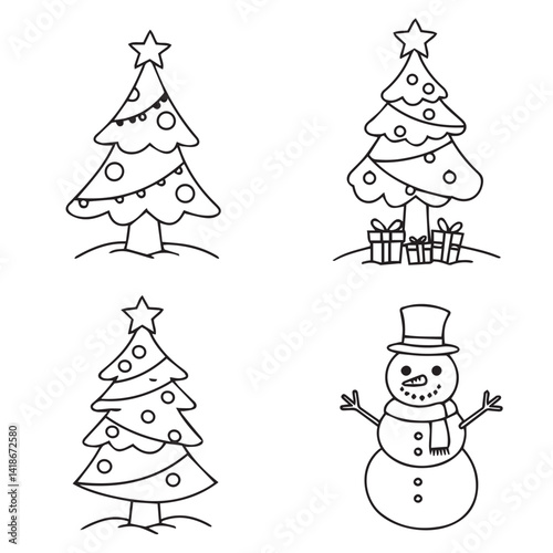 Christmas Tree Artwork showcasing whimsical festive decorations offering creative seasonal inspirations for artistic holiday projects and designs

