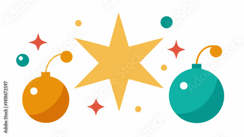 Christmas Stars and Baubles Background with Elegant Pattern