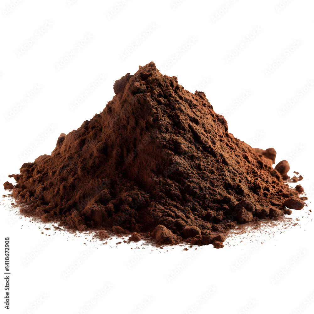 Pile cocoa powder isolated on white background --v 7.0 Pile cocoa powder isolated on white background --v 7.0
