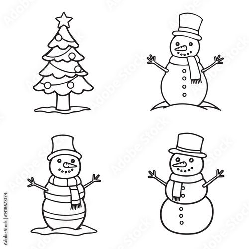 Fun Snowman Outlines with delightful decorative elements showcasing cheerful festive designs for creative seasonal inspirations and projects


