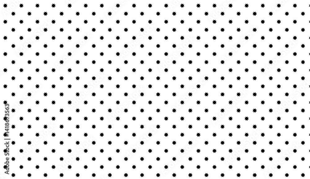 Simple and elegant pattern with black stars evenly spaced on a clean white background, perfect for various design applications Simple and elegant pattern with black stars evenly spaced on a clean white background, perfect for various design applications