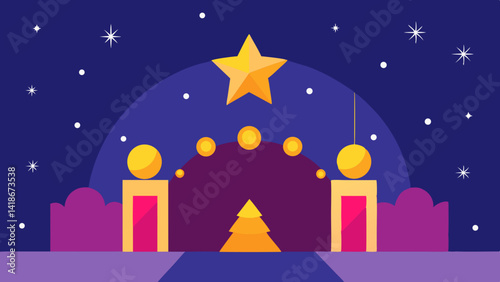 Christmas Pattern Background with Reindeer and Stars Illustration