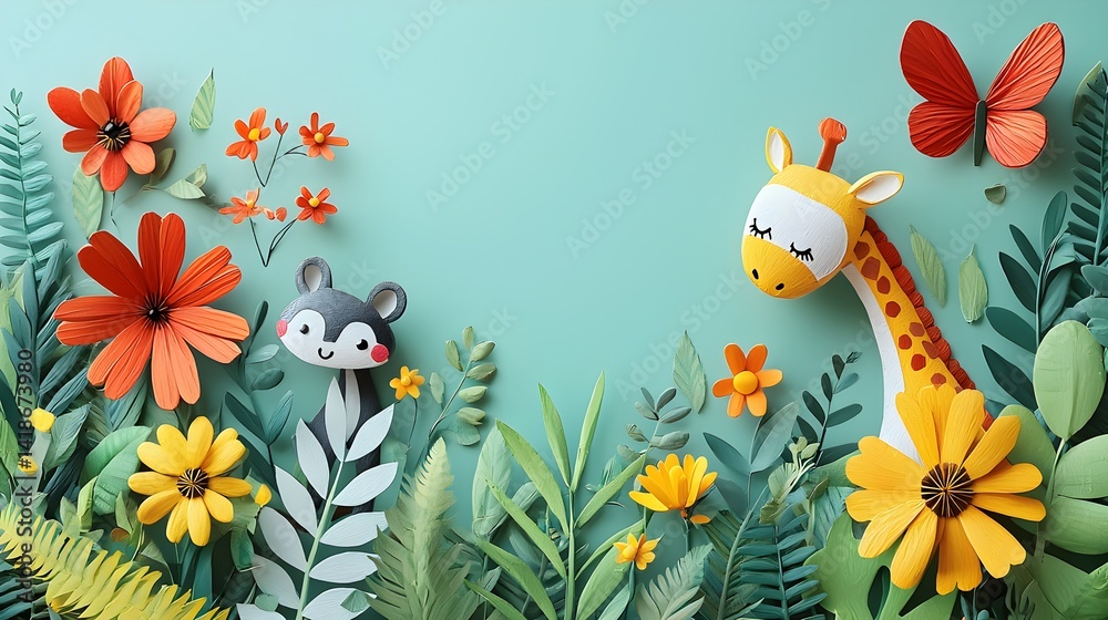 Obraz premium Paper Art of Gi and Jungle Scene