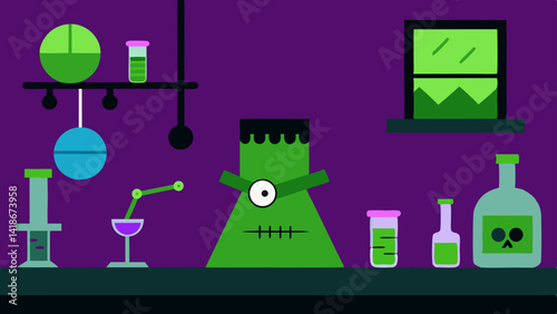 Halloween Frankenstein Lab Background Design