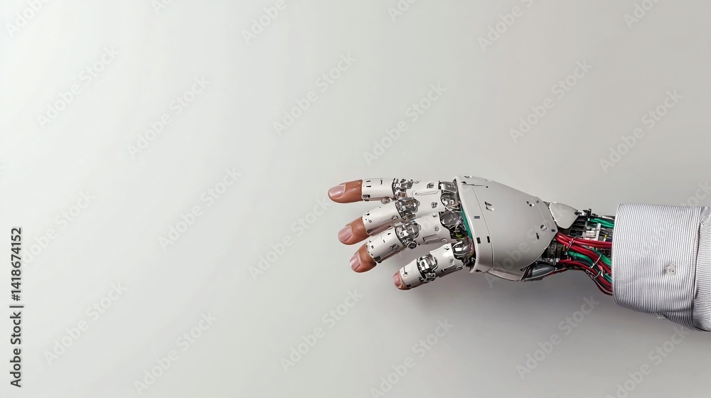 Robotic Hand with Intricate Mechanisms Reaching Out on a Simple Background for Technological Themes Robotic Hand with Intricate Mechanisms Reaching Out on a Simple Background for Technological Themes