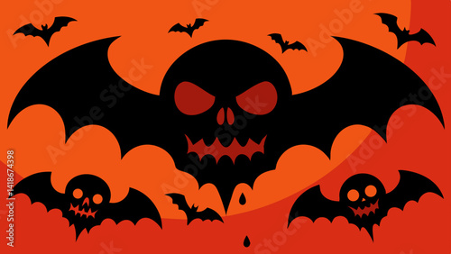 Old Style Halloween Bats with Grunge Background Look