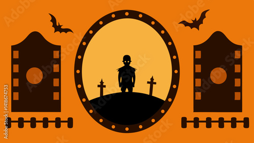 Vintage Horror Film Frame Halloween Background Scene