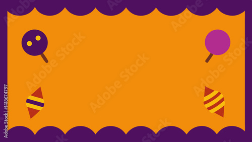 Whimsical Halloween Candy Border Decorative Vector
