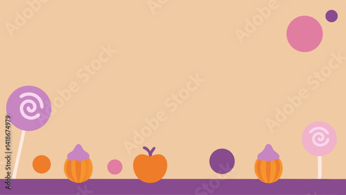 Colorful Candy Border with Pastel Tones Halloween Design