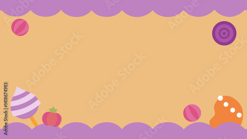 Sweet Halloween Background with Pastel Candy Border