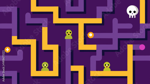 Creepy Halloween Horror Maze with Bone Trails Background