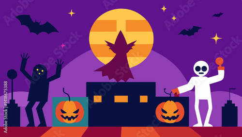 Eighties Style Halloween Party Vector Background