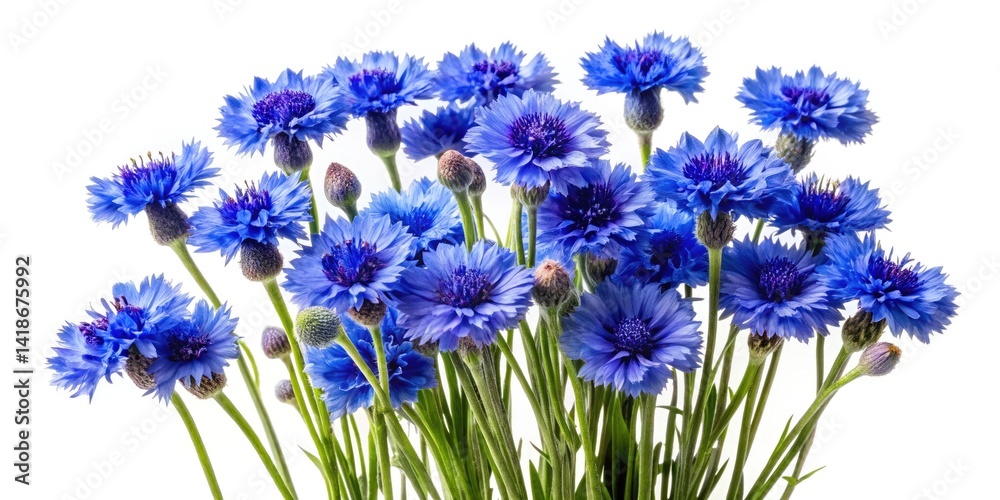 Fototapeta premium Cornflower Bouquet Portrait Photography - Stunning Blue Flower Images