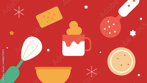 Christmas Baking Scene with Cookie Tools