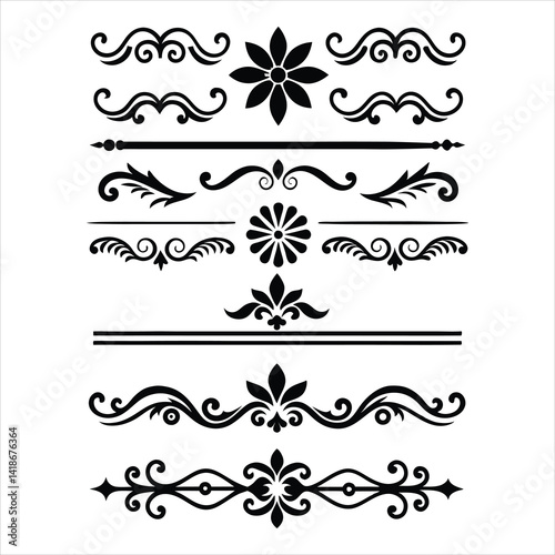 Silhouette Border Ornament Vector Collection.