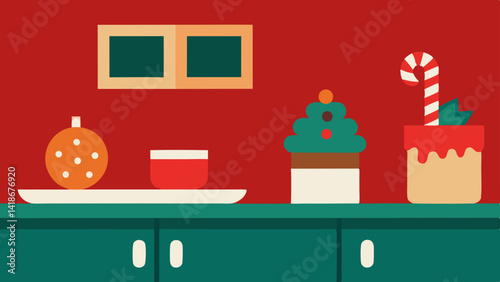 Kitchen Counter Display with Christmas Treats