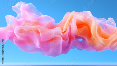 Abstract flowing fabric gradient pink orange design