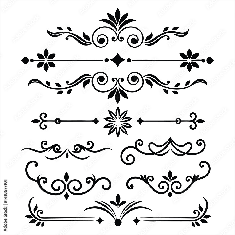 Naklejka premium Silhouette Border Ornament Vector Collection.