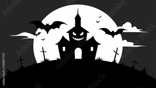Monochrome Halloween Background with Worn Distressed Effect