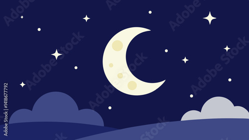 Moonlit Night Sky Full of Sparkling Stars