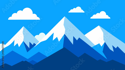 Expansive Mountain Range Beneath Cloudy Blue Sky