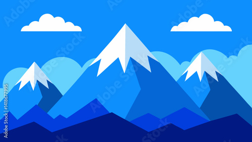 High Mountain Range with Blue Sky Backdrop