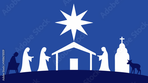 Star of Bethlehem Over Nativity Scene Illustration