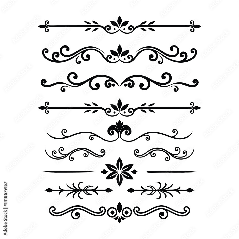 Obraz premium Silhouette Border Ornament Vector Collection.