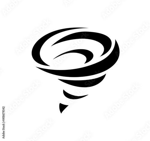 Tornado icon. Hurricane symbol. Black typhoon icon isolated on white background. Vector illustration