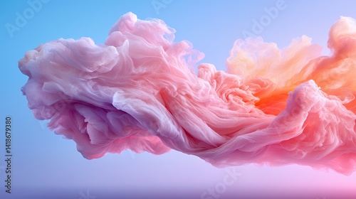 Abstract fluid art pink and peach cloud