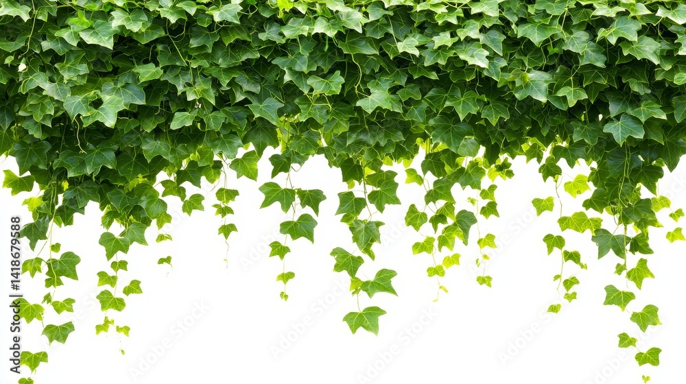 Lush Green Ivy Plant Hanging Against a Minimal White Background Lush Green Ivy Plant Hanging Against a Minimal White Background