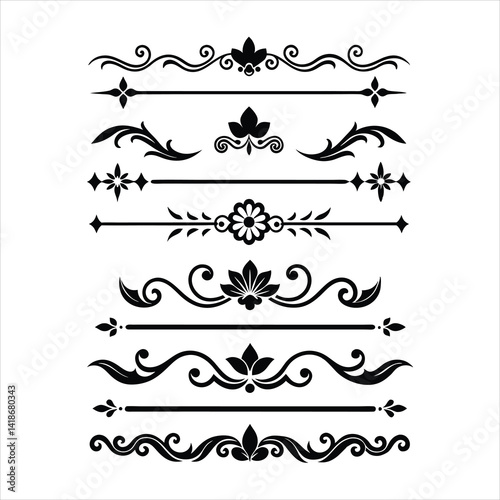Silhouette Border Ornament Vector Collection.